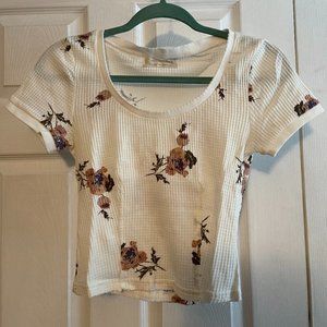 UO White floral Crop Top